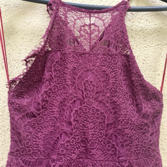 Free People slip dress bodycon Plum Lace dress M - Picture 6 of 8